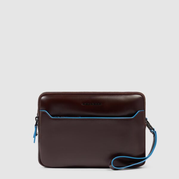 Pochette Piquadro Uomo Chiusura Impronta Digitale in Pelle Blue Square Mogano su linait