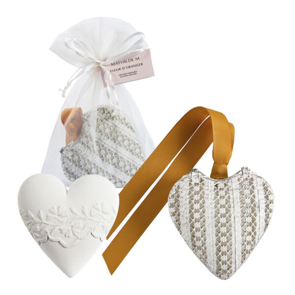 Scatola metallo a forma di cuore con gesso profumato Mathilde M Fleur D'Oranger su linait