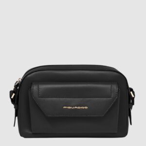 Borsa Piquadro a Tracolla Camera Bag in Pelle Circle Nera su linait