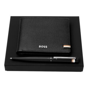 Set Regalo Ugo Boss Portafoglio Uomo ICONIC Nero + Penna Sfera ICONIC Loop Nera su linait