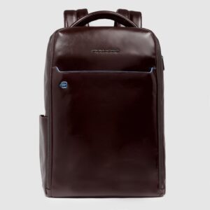 Zaino Piquadro Uomo Fast-Check Porta PC 14 In Pelle Blue Square Mogano su linait