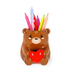 Portapenne in Ceramica Desk Friends Teddy Bear su linait