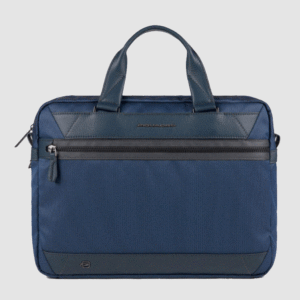 Cartella PIQUADRO Due Manici Pelle e Tessuto Porta Pc 14 Linea Trakai Blu su linait
