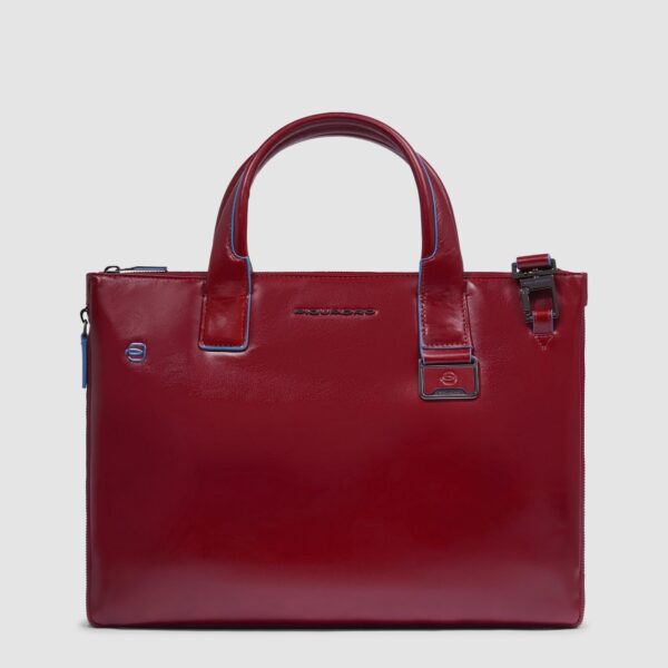 Borsa Piquadro Sottile Porta PC 14 e Tablet In Pelle Blue Square Rossa su linait