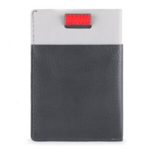 Porta carte di credito Piquadro sottile con estrazione in pelle Urban grigi/nero su linait