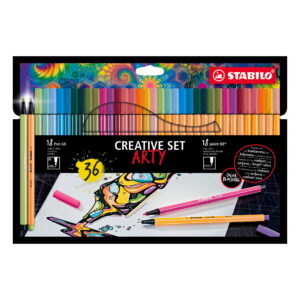 Stabilo Astuccio ARTY con 18 fineliner point 88 e 18 pennarelli Pen 68 su linait