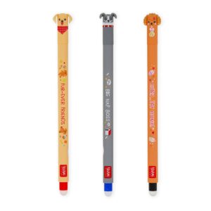 Legami Set di 3 Penne Gel Cancellabili Fur-ever Friends Rossa