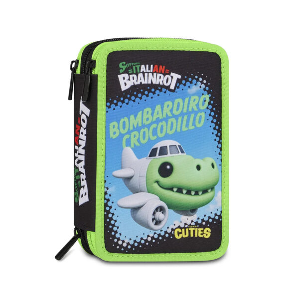 Astuccio 3 Zip BRAINROT Triplo Scomparto Bombardiro Crocodillo Skifidol su linait