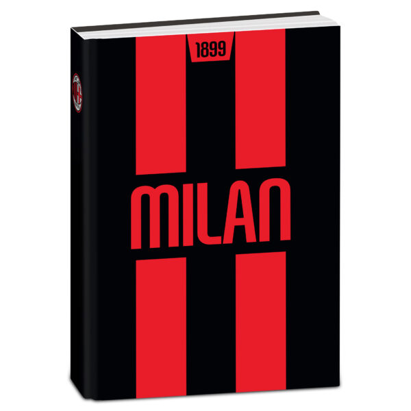 Diario Milan 2026/27 Datato 12 Mesi 13.5x18.5 cm Copertina Imbottita Rosso/Nero su linait
