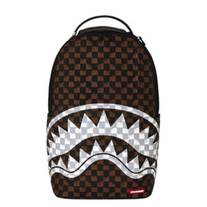Zaino Sprayground BROWN AND CREAM DRIP CHECK SHARK su linait