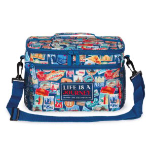 Borsa Termica Porta Pranzo con Tracolla Travel Stickers su linait
