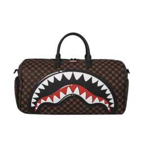 Borsone Sprayground SHARKS IN PARIS WTF BUBBLE BROWN CHECK su linait